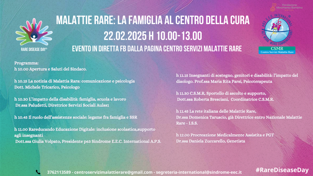 Locandina Evento del 22 febbraio 2025 - Malattie rare: la famiglia al centro della cura