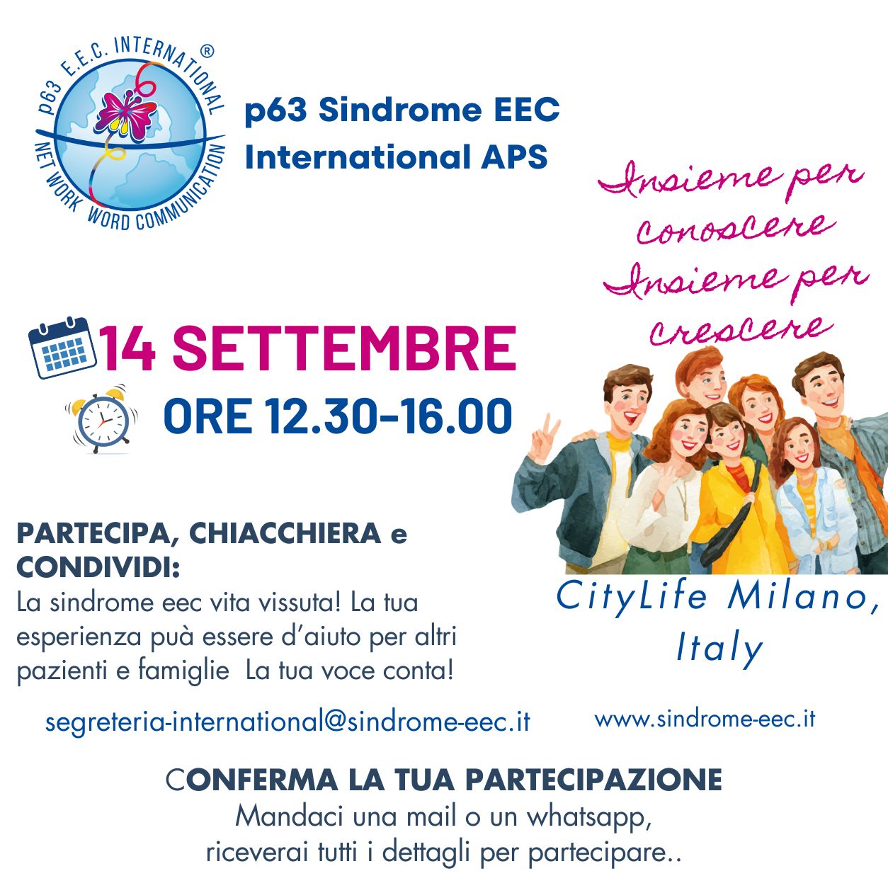 Pranzo informale p63 Sindrome EEC, 14 settembre Milano CityLife